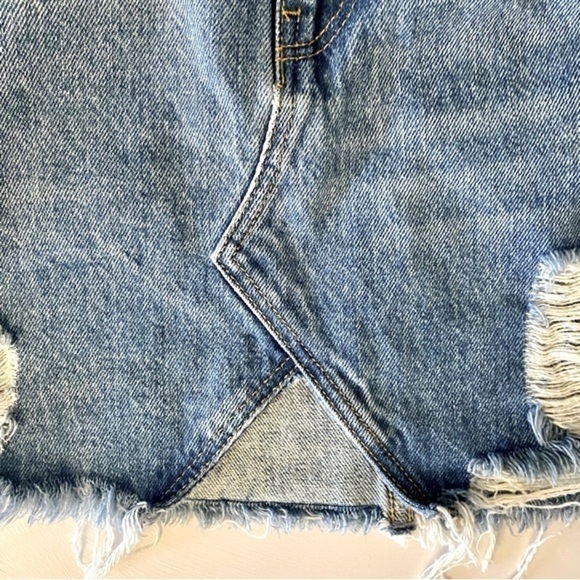 Zara Trafaluc Distressed Denim Mini-Skirt - Picture 6 of 9